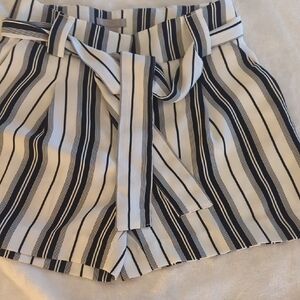 H&M High Waist Black and White Striped Shorts